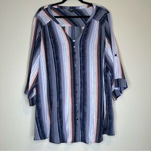 Torrid Harper‎ Cadet Stripe Challis Pullover Blouse Size 4X
